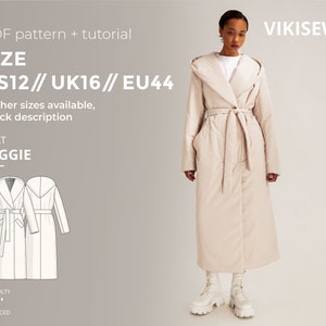 Reggie coat digital pattern pdf sewing pattern with tutorial size US 12 UK 16 EU 44