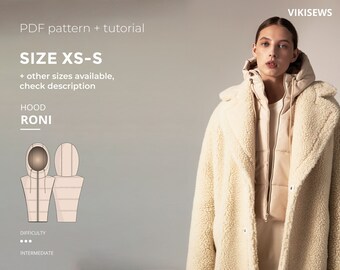 Roni hood sewing pattern with tutorial size XS-S