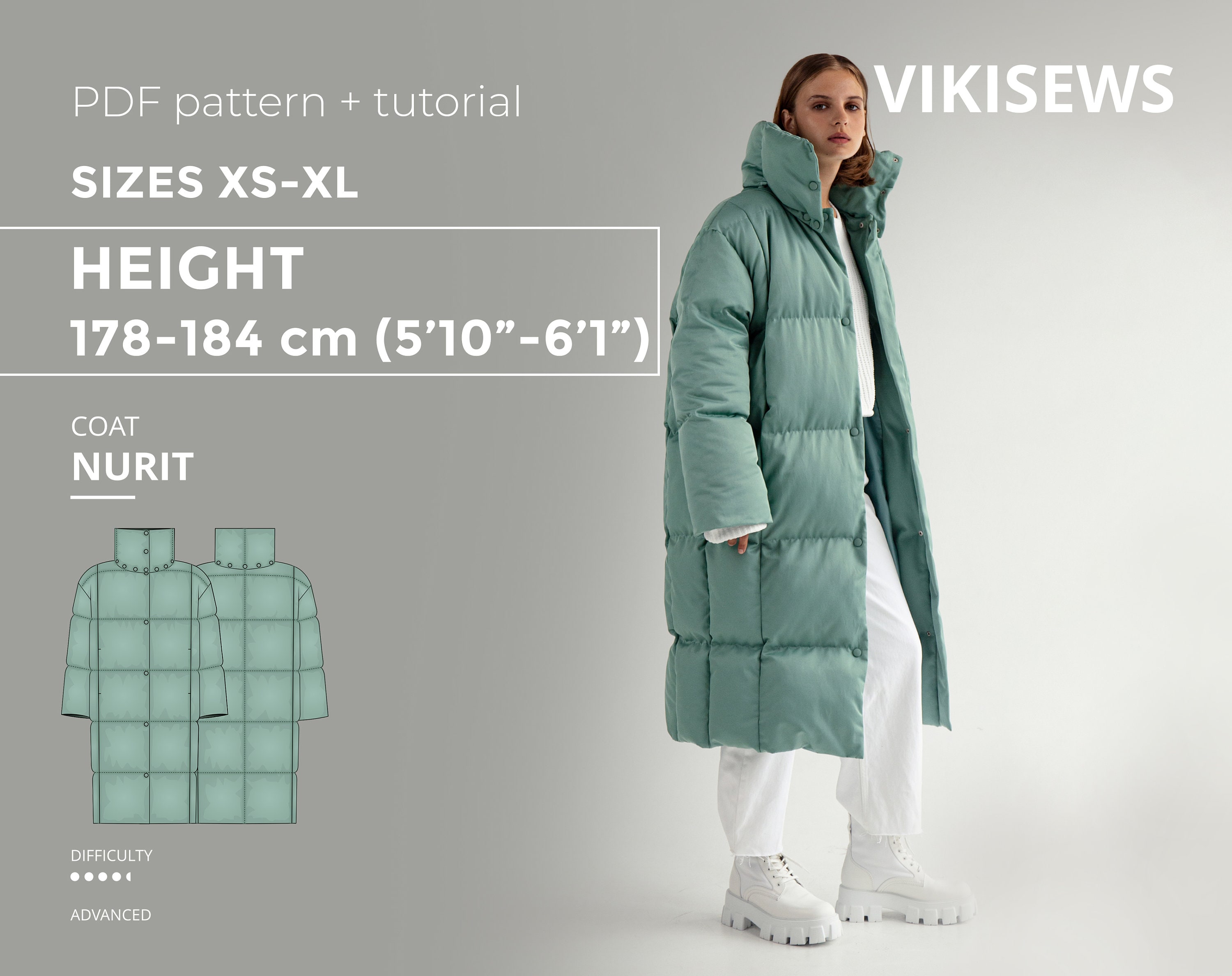 ジャケット・アウター rito structure GRID-PATTERN DUFFLE COAT Firle Coat Sewing Pattern + Tutorial Video - Duffle Coat