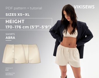 Abra Shorts PDF sewing pattern with tutorial, size XS-XL for 170-176 cm height