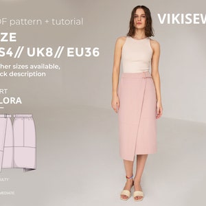 Vilora skirt sewing pattern with tutorial size US 4 UK 8 EU 36