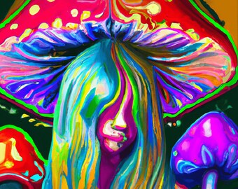 Lady Mushroom - Impresión digital de bellas artes