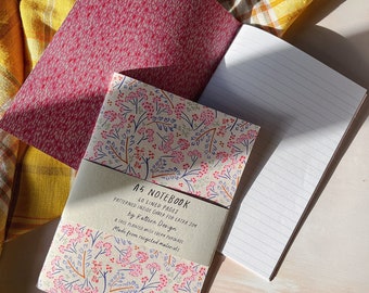 Pretty Pink A5 Notebook with Lined Pages, Floral Soft Cover Notebook, Travel Journal or To Do List, Teacher Gift