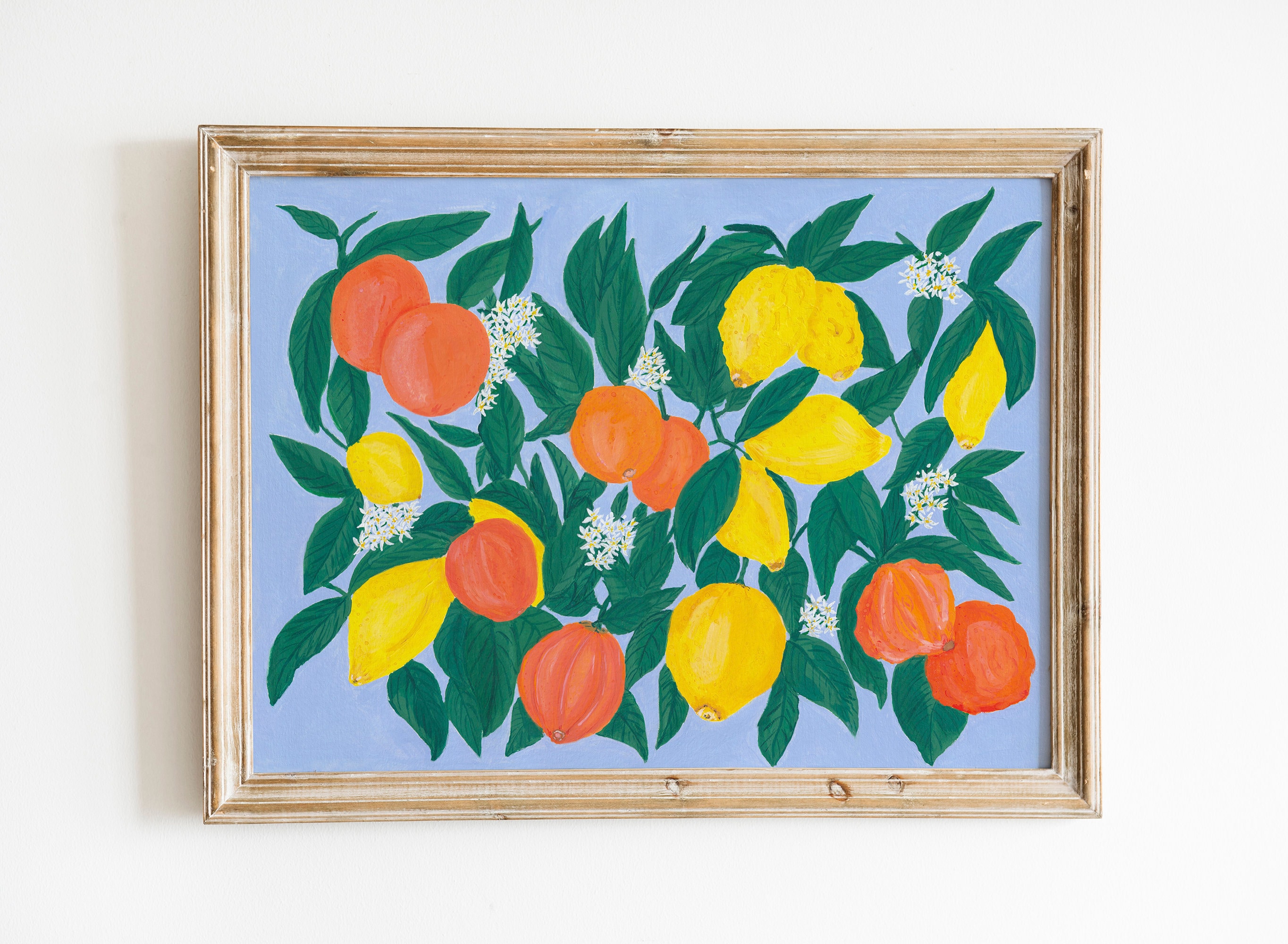 Oranges and Lemon Fine Art Print A4 Size, Italy Citrus Fruit Wall Art
