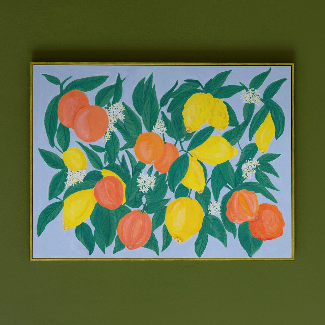 Oranges and Lemon Fine Art Print A4 Size, Italy Citrus Fruit Wall Art