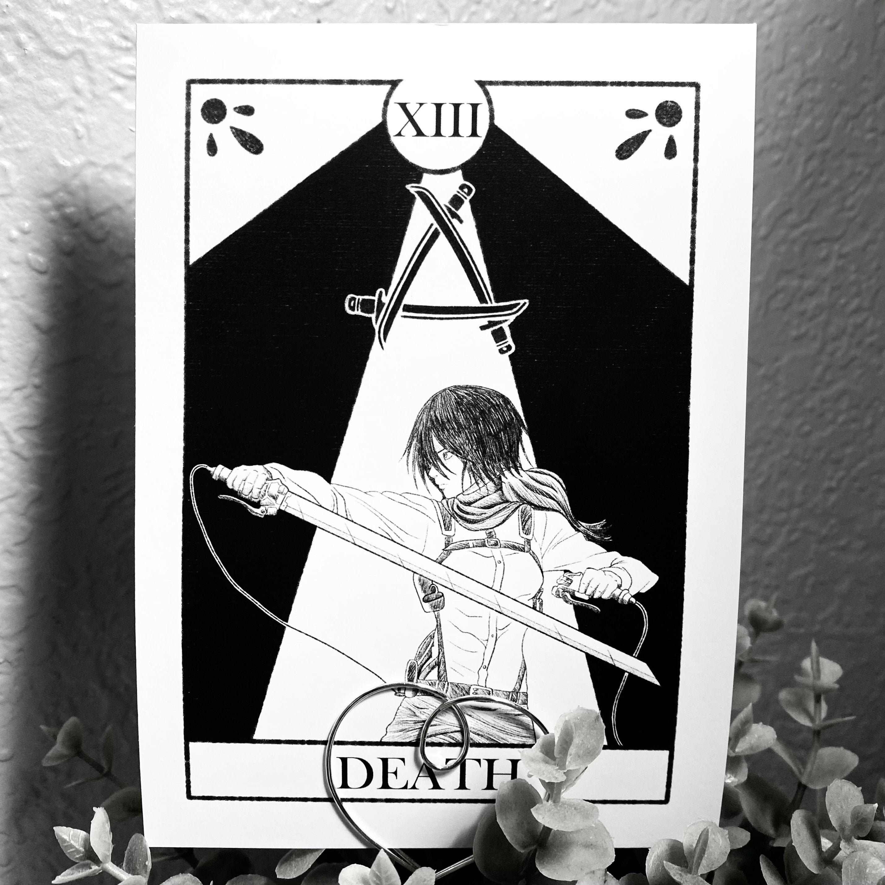 mikasa ackerman attack on titan art print | death tarot card | aot hi…