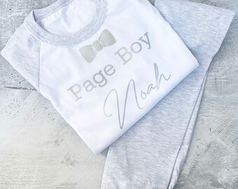 Personalised Page Boy Cotton PJs, Page Boy Cotton Pyjamas, Page Boy Gifts