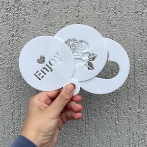 3x Coffee Stencils, Stencils, Custom Stencils, Custom Coffee Stencils, Coffee Art Template