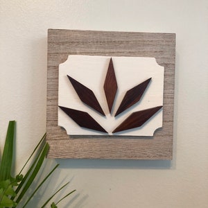 Vintage rosewood bead framed art, geometric wall art, repurposed, reclaimed
