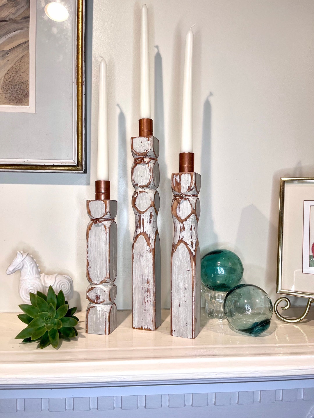 Tall Taper Candle Holders With Copper Candle Cups and Copper Etsy
