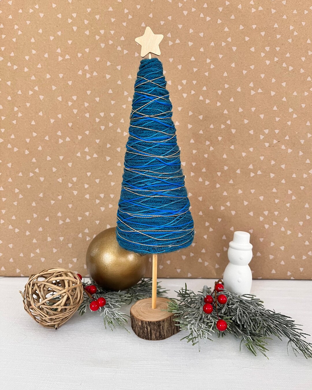 Dark Teal Jewel Tone Yarn Tree With Gold Thread Accents Etsy