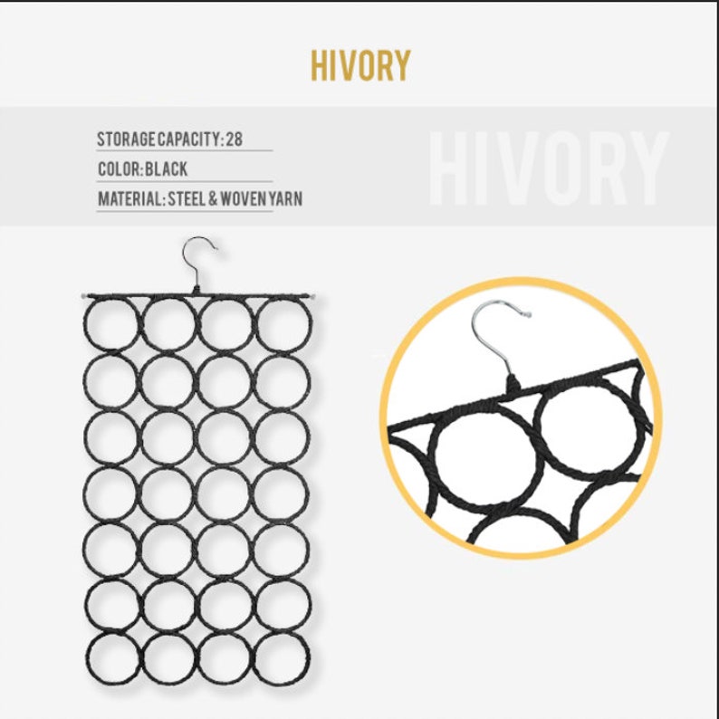 Scarf Hanger 28 Rings Multiple Purpose Holder for Closet Scarf Hanger ~ Multiple Purpose Holder for Closet