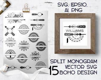 Download Split Arrow Monogram Svg Etsy