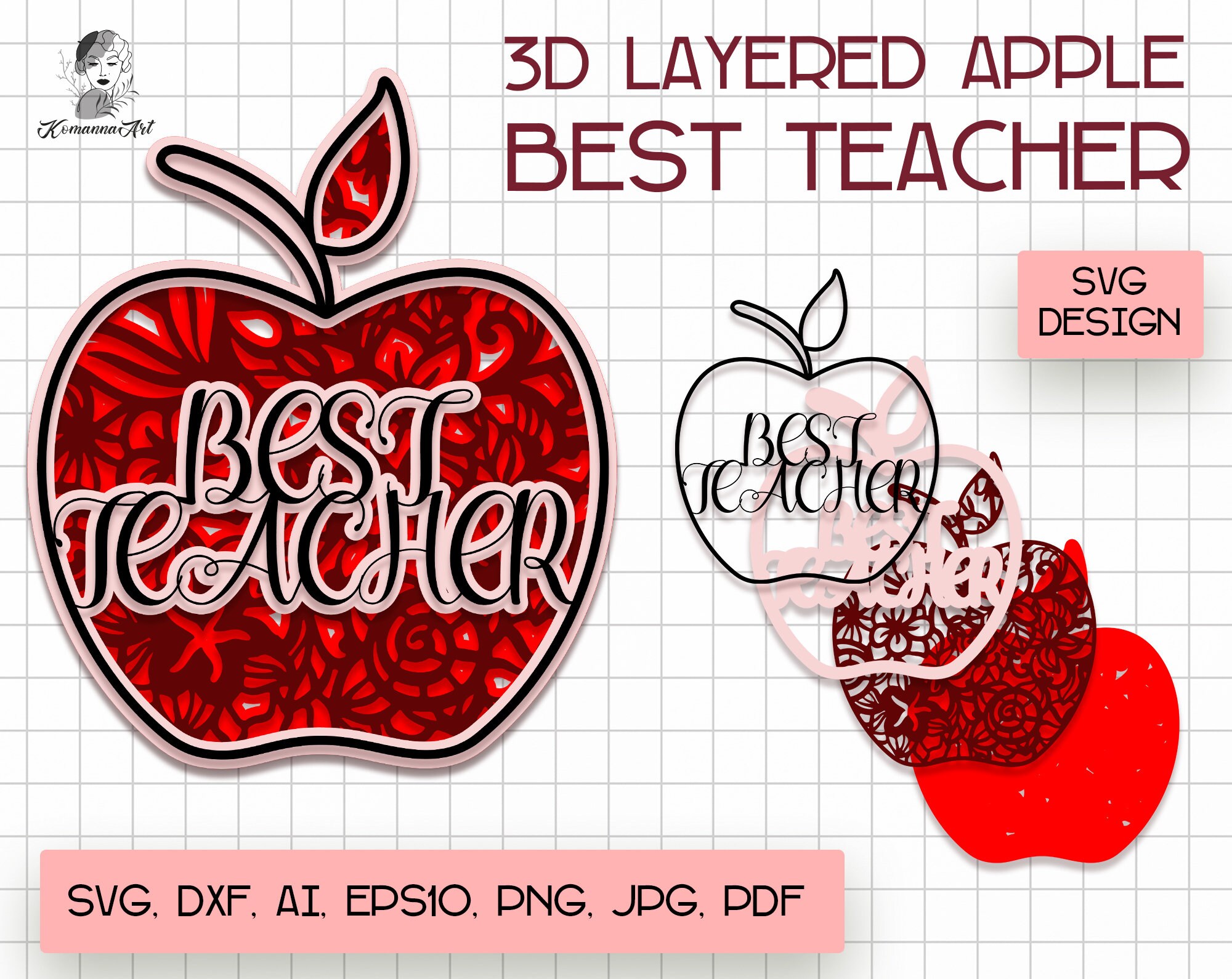 Download Teacher SVG Apple Layered Mandala SVG Best Teacher layered | Etsy