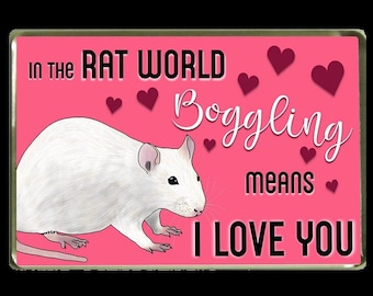 Novelty Rat Fridge Magnet - In the Rat World, boggling means I LOVE YOU