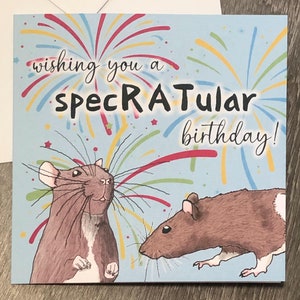 Carte d'anniversaire pour amoureux des rats - en vous souhaitant un anniversaire spectaculaire (fond bleu)