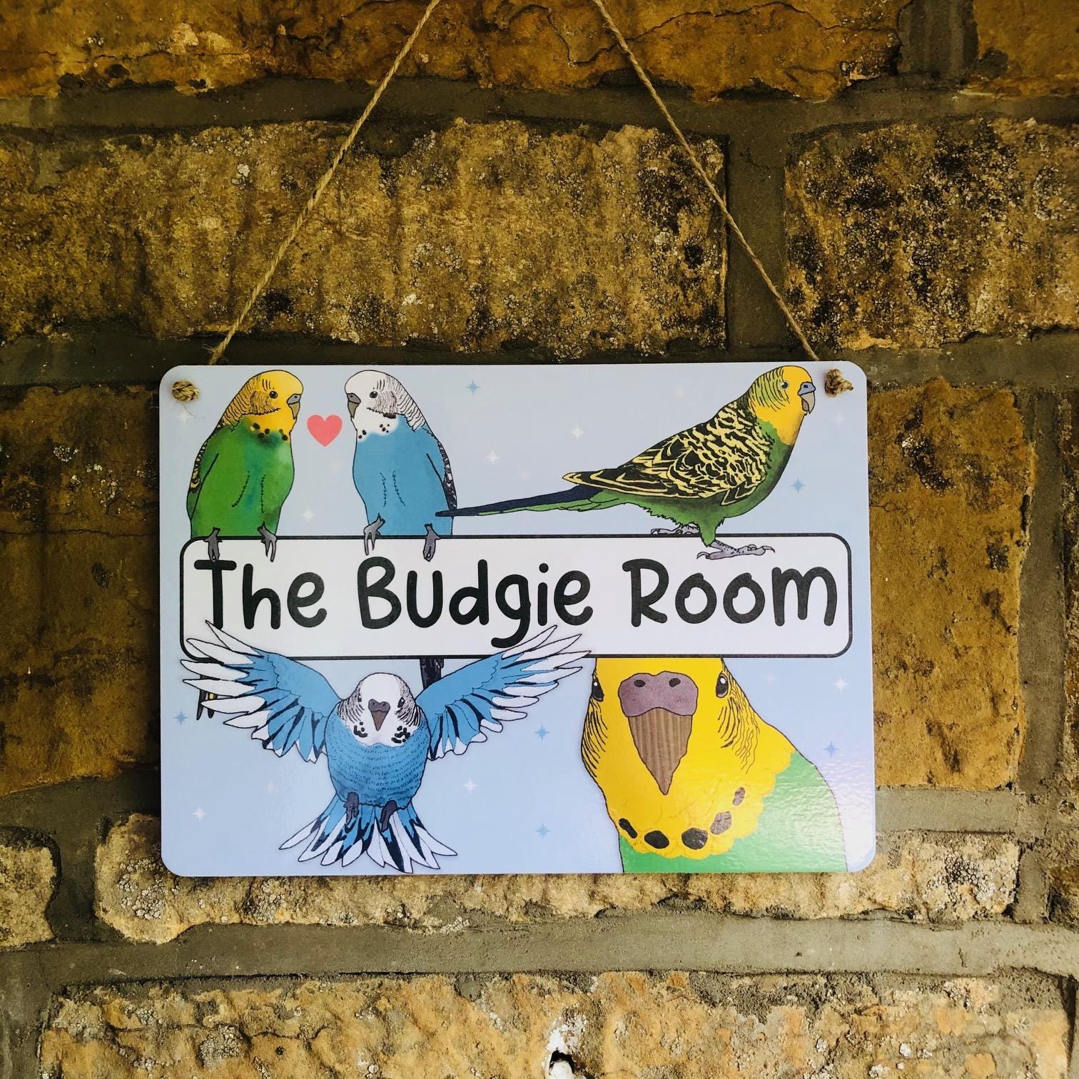 The Budgie Room - Novelty Illustrated Colour Wall or Door Sign - Etsy