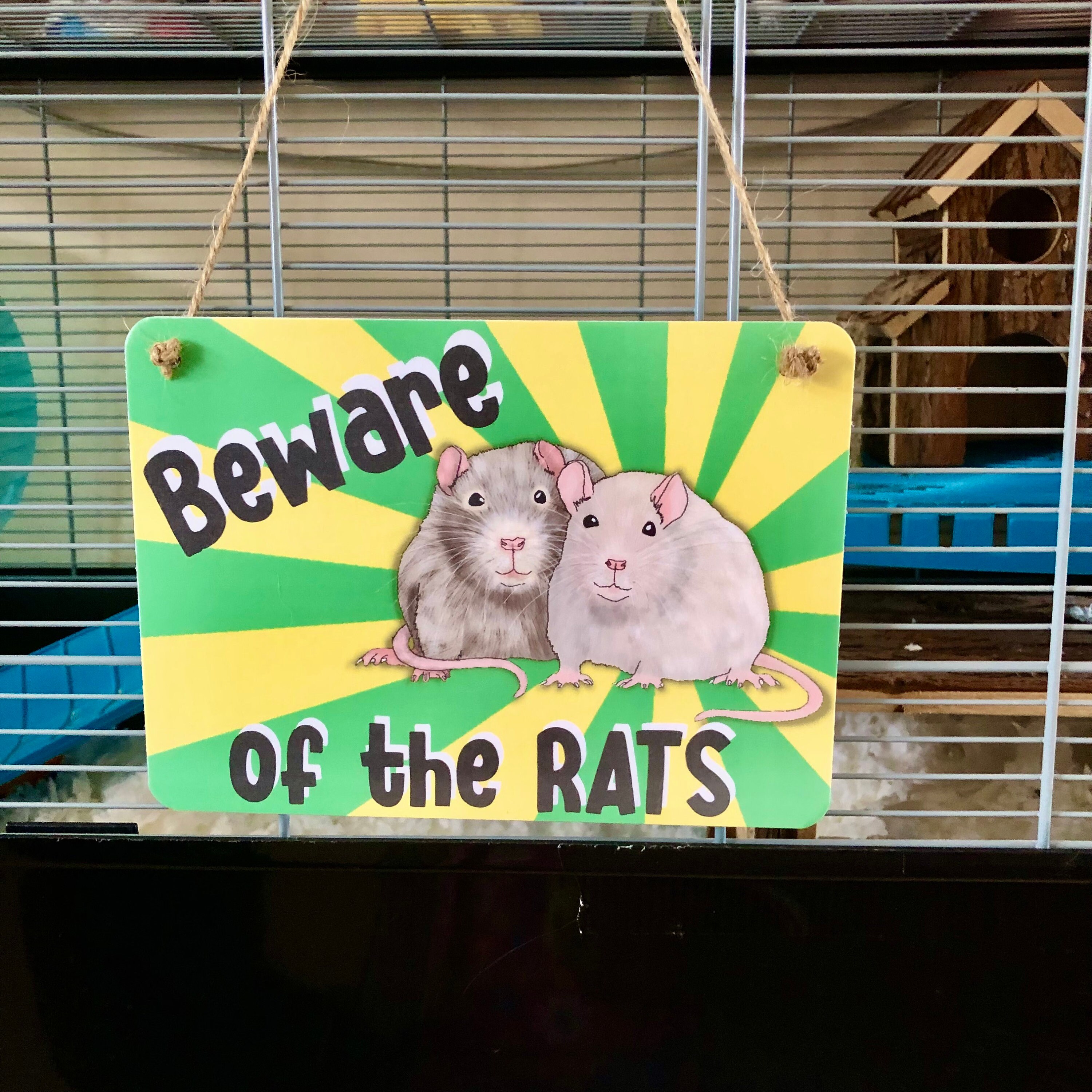 Rat Sign Beware of the RATS Novelty Illustrated Sign for Rat Owners and Lovers ...
