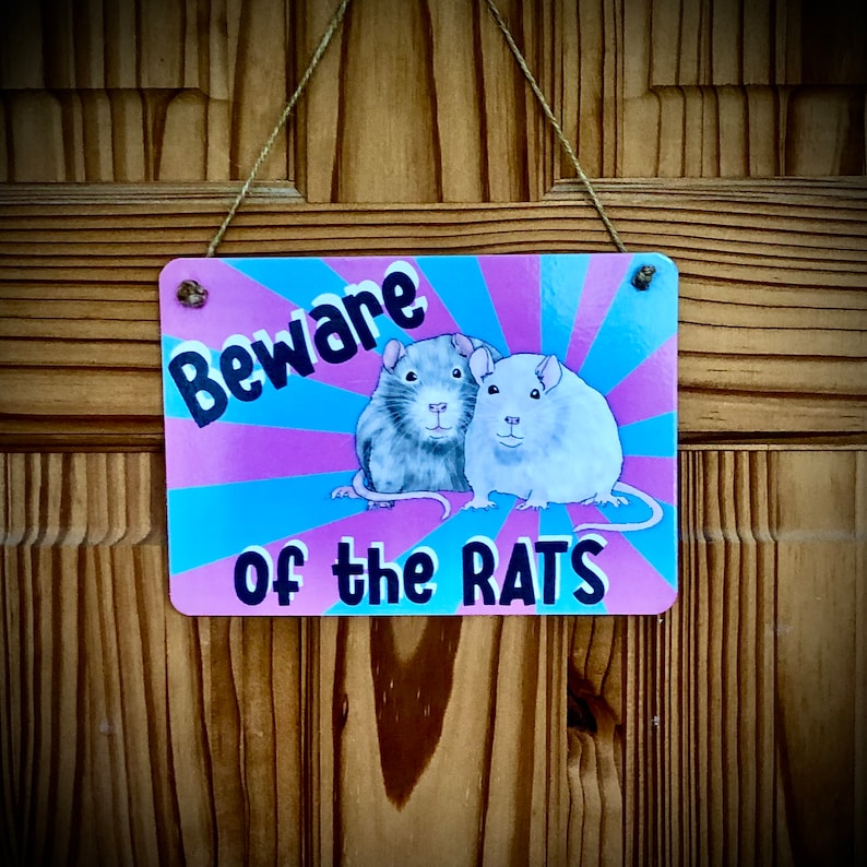 Beware of the RATS Novelty Illustrated Sign for Rat Owners and Lovers ...