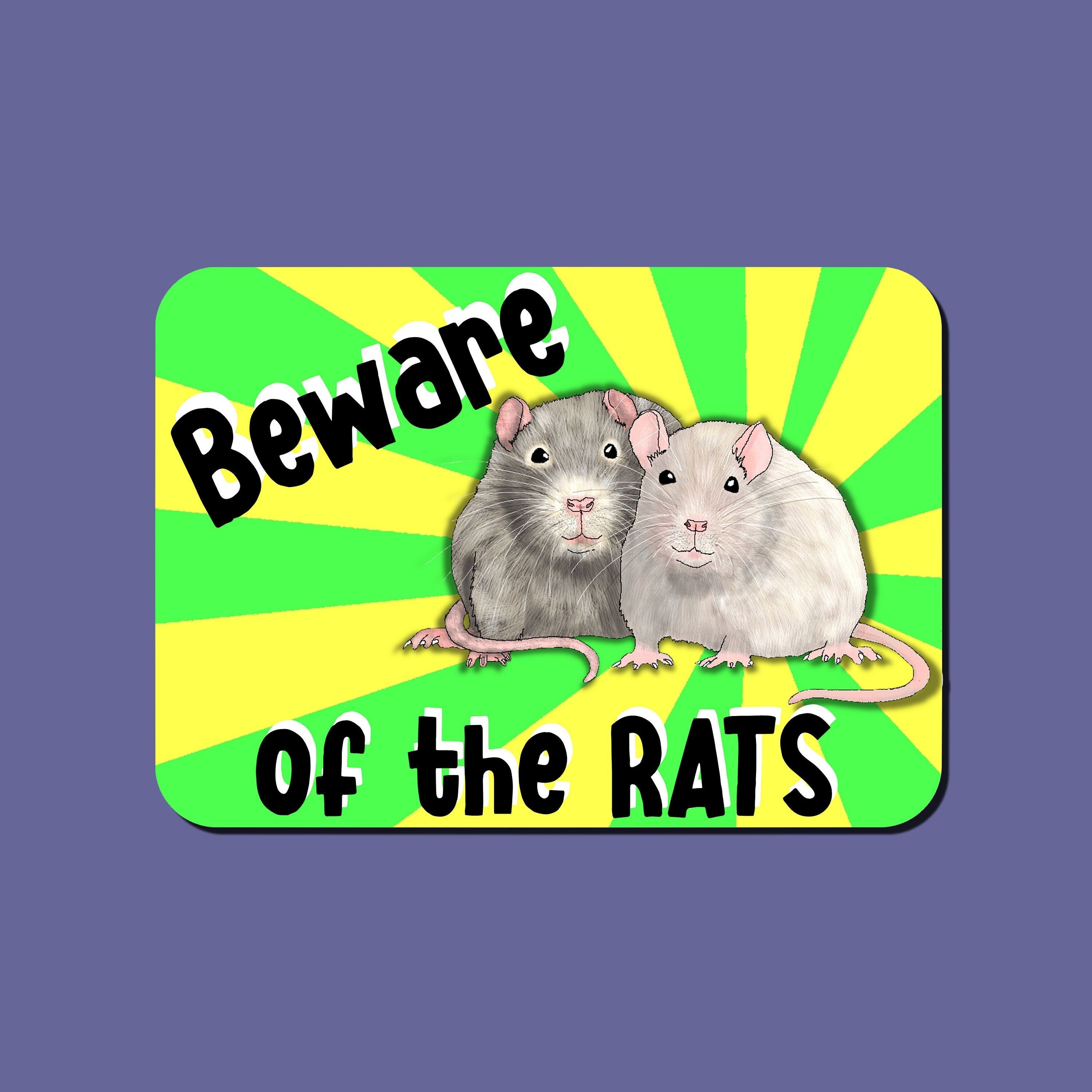 Rat Sign Beware of the RATS Novelty Illustrated Sign for Rat Owners and Lovers ...