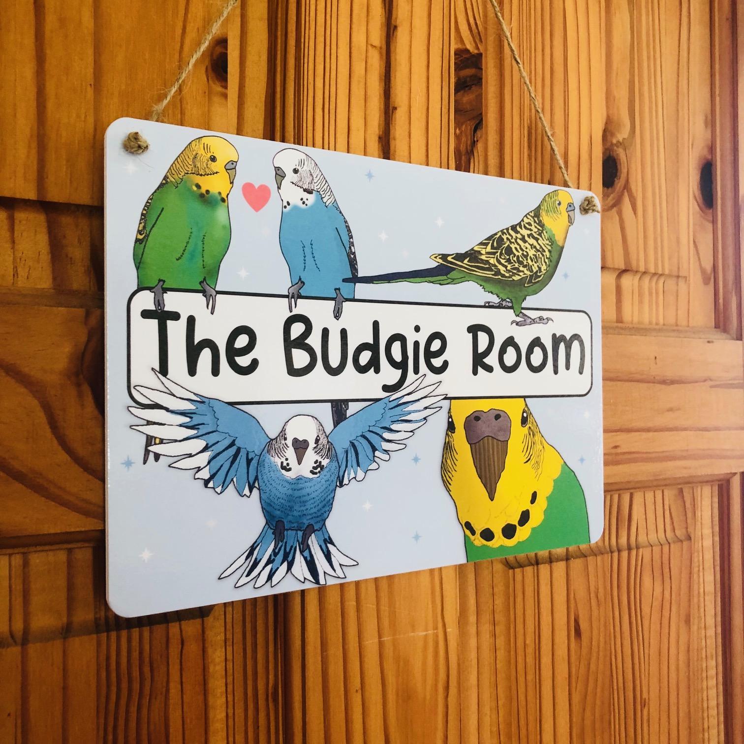 The Budgie Room - Novelty Illustrated Colour Wall or Door Sign - Etsy