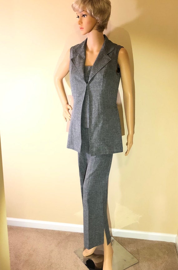 3 piece gray chambray summer suit - image 1