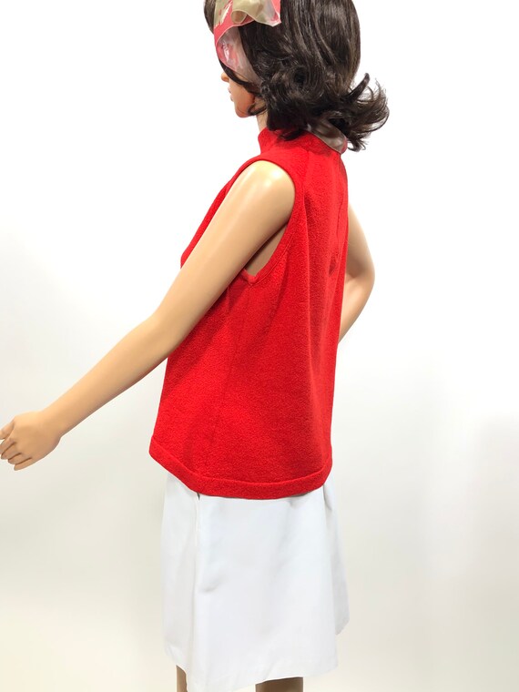 Womans vintage 60’s sleeveless mock neck knit shi… - image 2