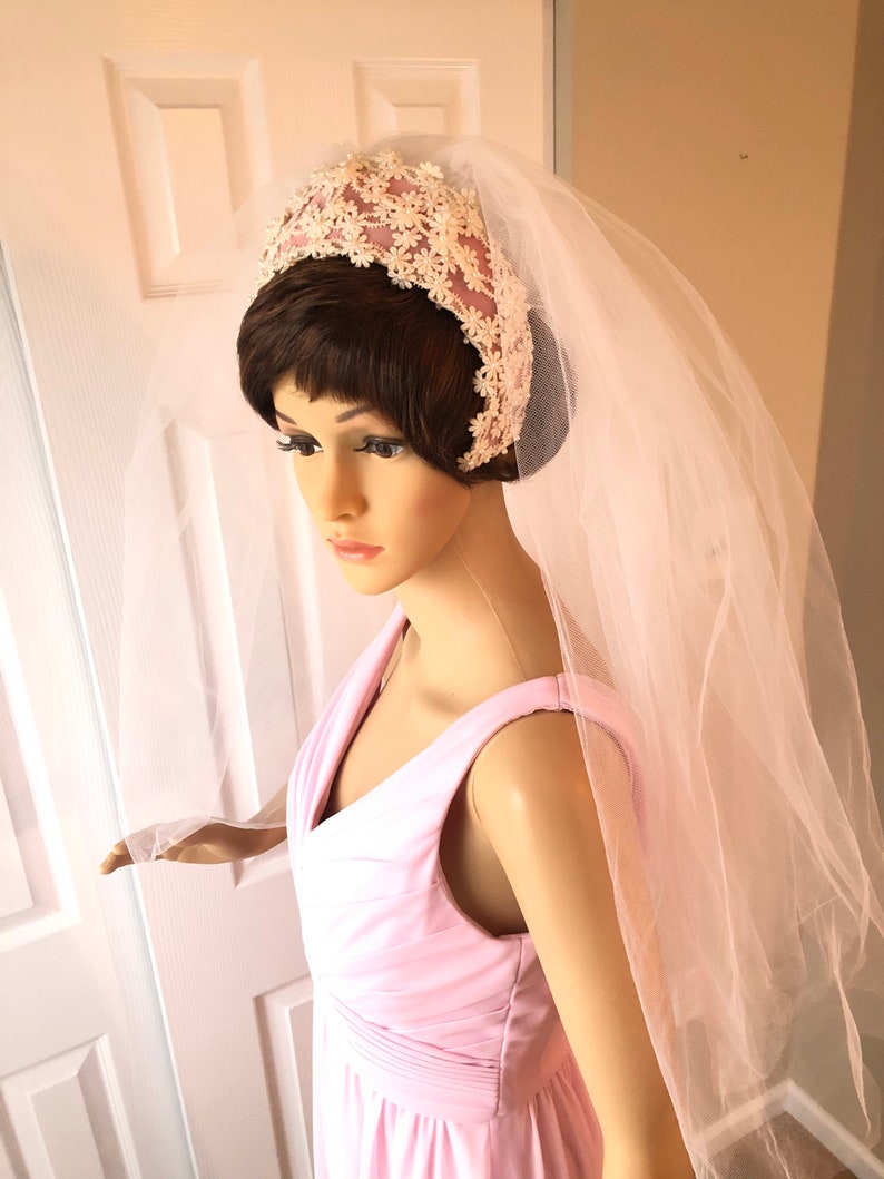 Pink 1960s Bridal Veil