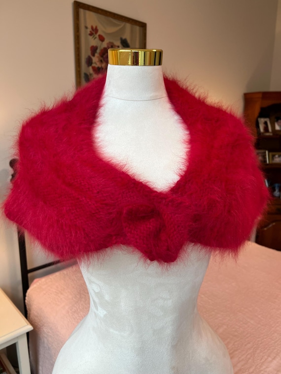 Raspberry Red Mohair Stole - image 1