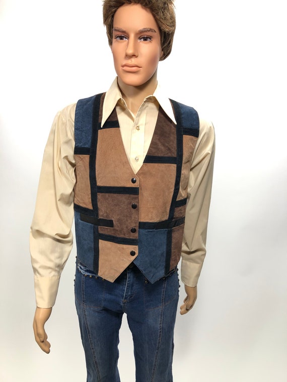 1980’s mens suede color block vest