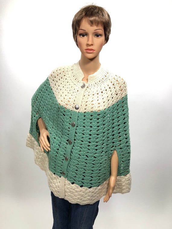 1960s handmade acrylic poncho - image 1