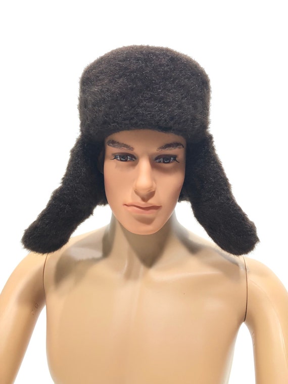 Mens 1940s Russian Ushanka faux fur hat