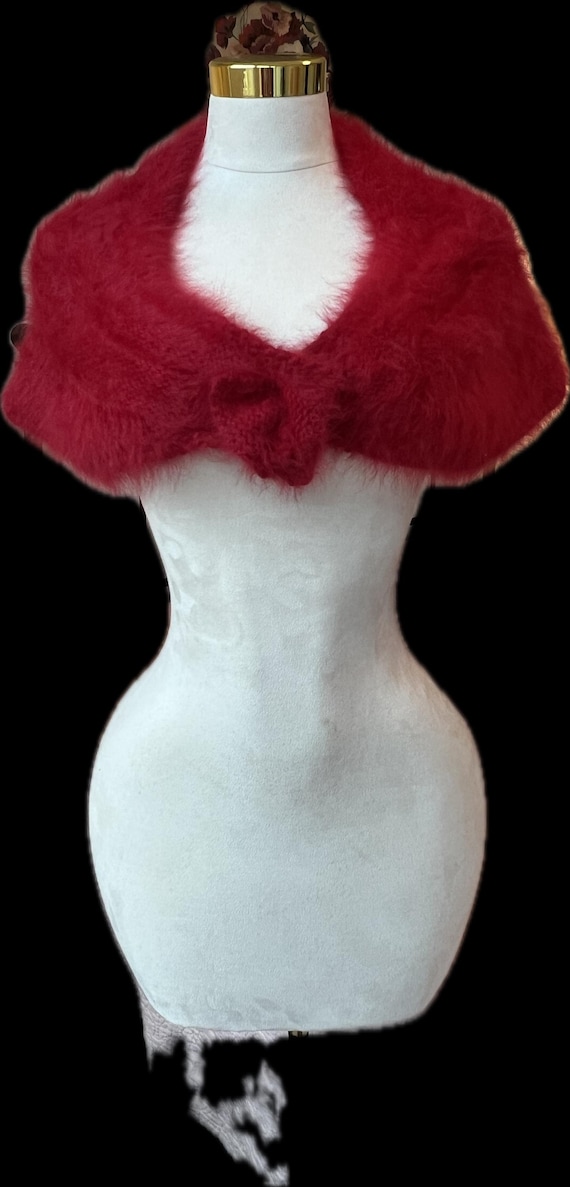 Raspberry Red Mohair Stole - image 6