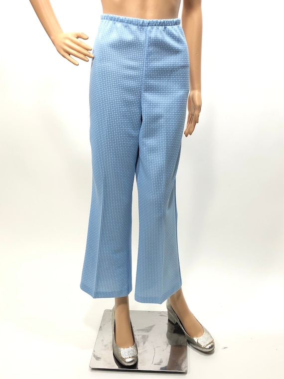 Womens 70s flare leg polyester pants