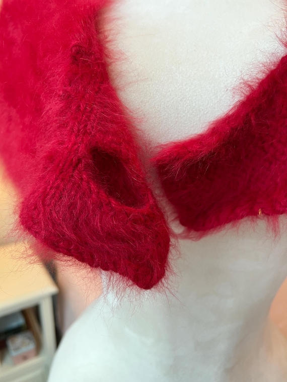 Raspberry Red Mohair Stole - image 4