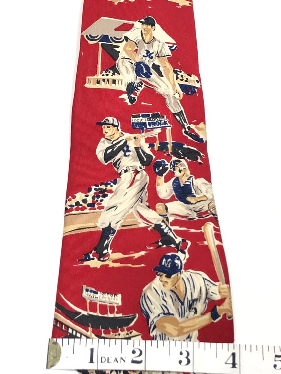 Vintage Paul Fredrick silk baseball themed necktie