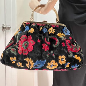60s Floral Chenille Top Handled Handbag