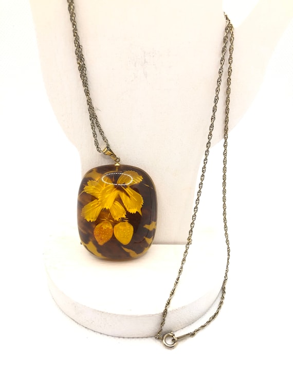 Intaglio lucite strawberry pendant