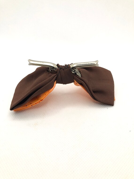 Men’s vintage orange and brown bow tie - image 5