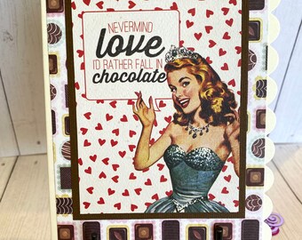 Vintage inspired Valentine for friend, chocolate lover, galentines day, cheeky valentine