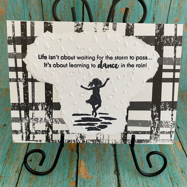 Dance In the Rain Black or Blue Inspirational Greeting  Card