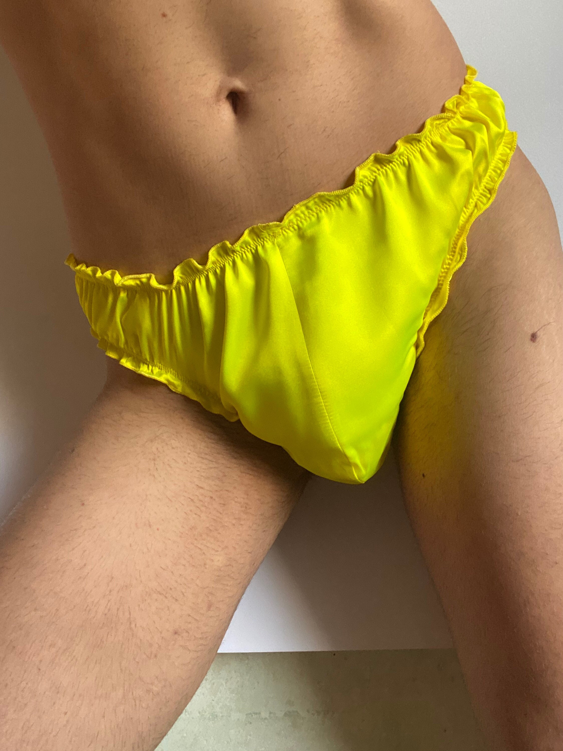 Silk Men's Briefs Gay Underwear Libertin Yellow Colours Made in Ukraine 