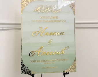 Acrylic Nikkah Welcome Sign: Personalized Islamic Wedding Decor