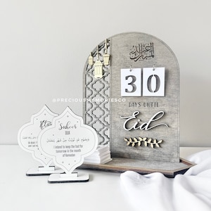Countdown bis Eid, Ramadankalender aus Holz, 30 Tage bis Eid, Eid Countdown, Ramadan Geschenk für Kinder, Kalender gute Taten, Ramadan & Eid Dekor