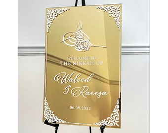 Mirror Nikkah Sign, Islamic Acrylic Welcome Entrance Sign, Personalized Arabic Calligraphy, Islamic Wedding Decor, Personalized Wedding Sign