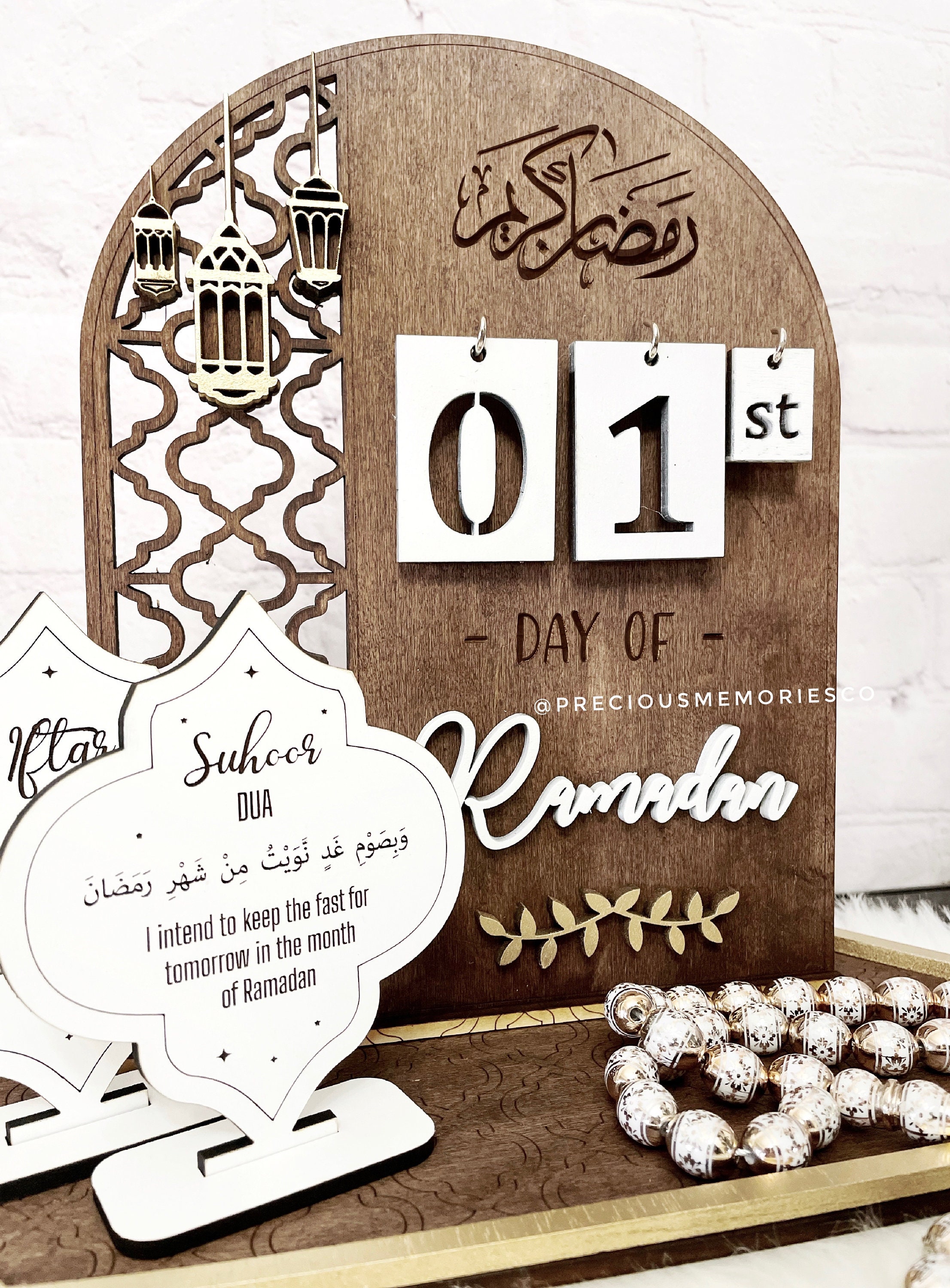 Ramadan Calendar for Children Personalized With Name Made of Wood