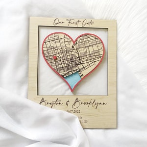 Donde empezó todo, Marco de madera para mapas, Donde nos conocimos, El día que empezó nuestra historia, Regalo para parejas, Regalo para ella, Regalo para parejas, Regalo de compromiso, Boda