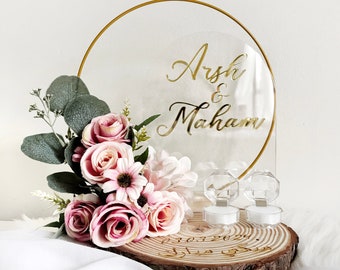 Personalized Nikkah Ring Display: Islamic Wedding Decor