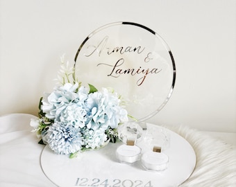 Personalized Engagement Ring Display, Acrylic Nikkah Ring Tray, Ring Holder, Islamic Wedding Decor, Nikkah Decoration, Nikkah Detail, Decor