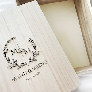Scatola ricordo in legno personalizzata: grande scatola ricordo di nozze incisa